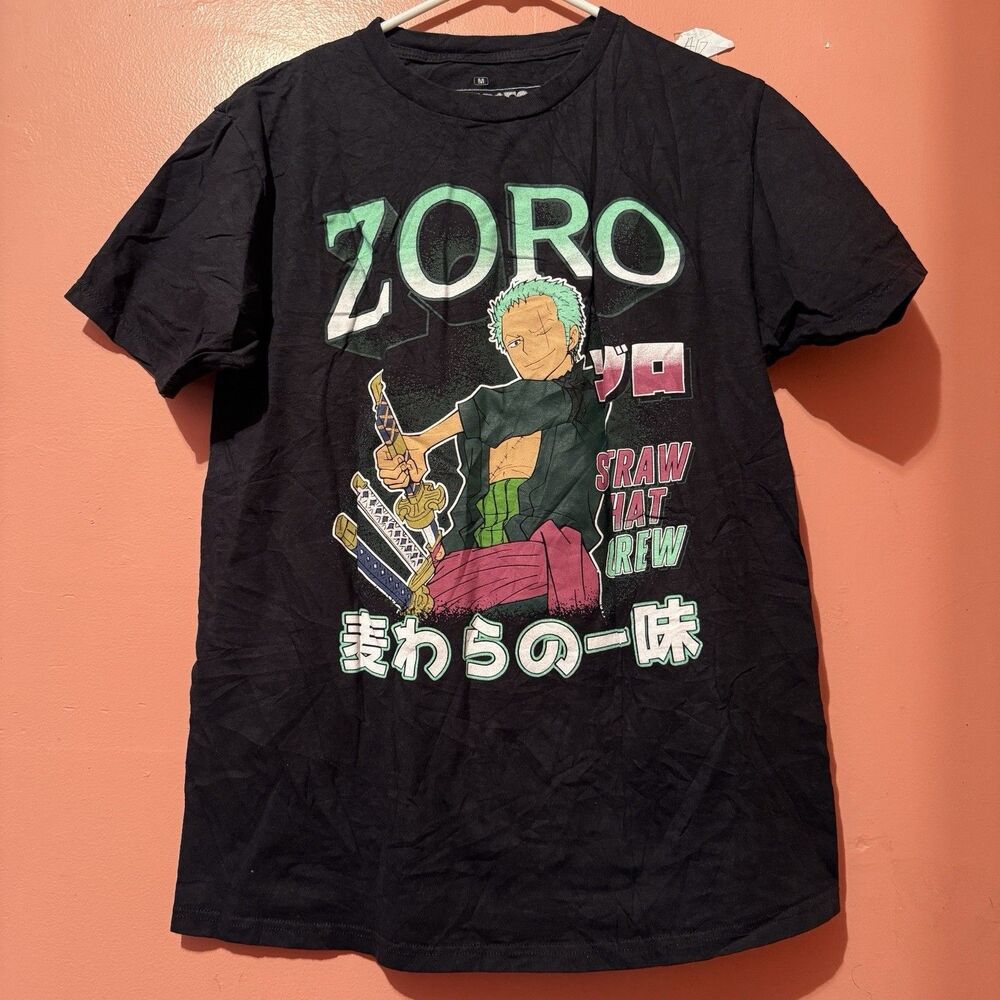One Piece Mens TShirt M Medium Black Hot Topic Zoro Tee Shirt Short Sleeve